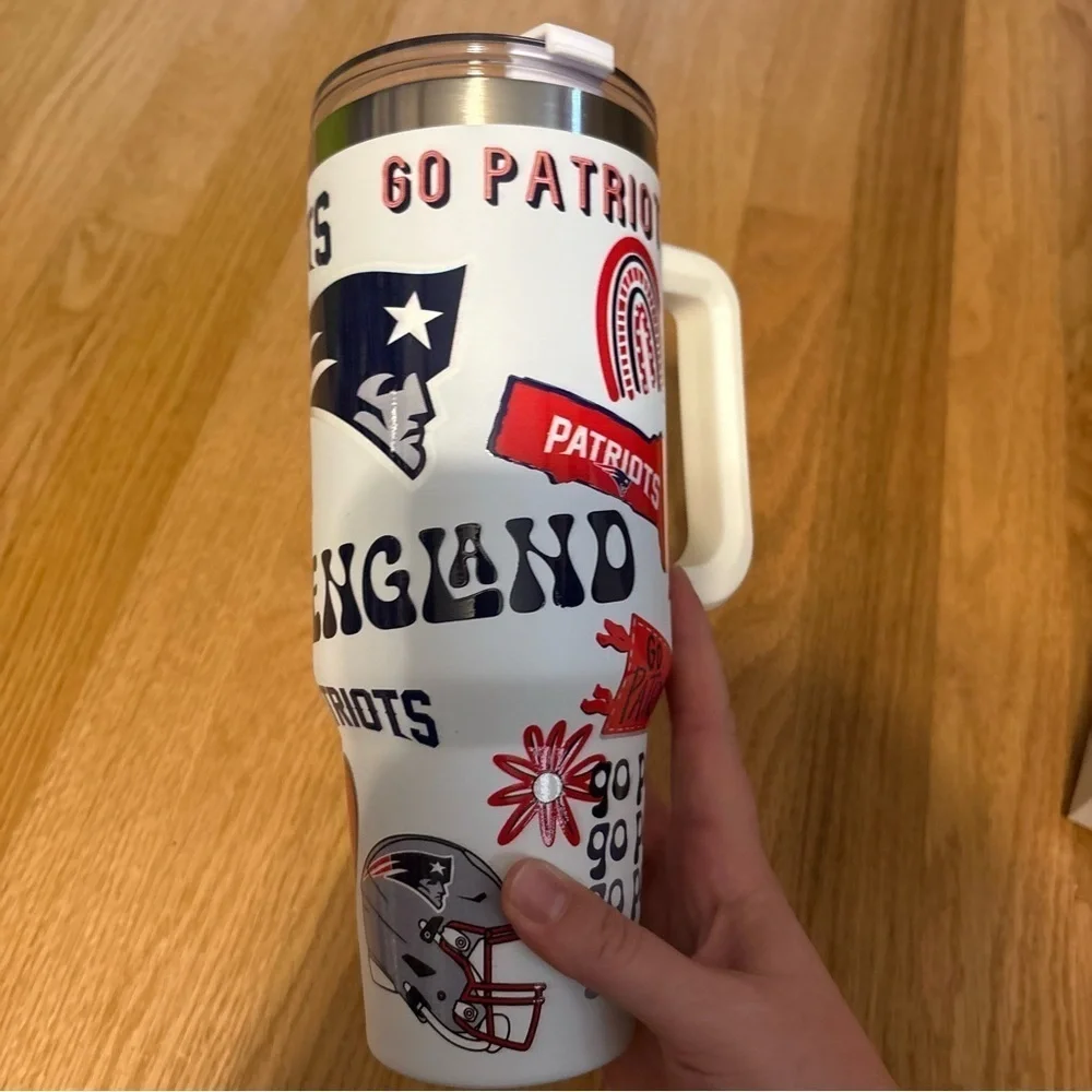 New England Patriots 40 oz Stainless Steel Themed Party Tumbler Cup NEW NFL